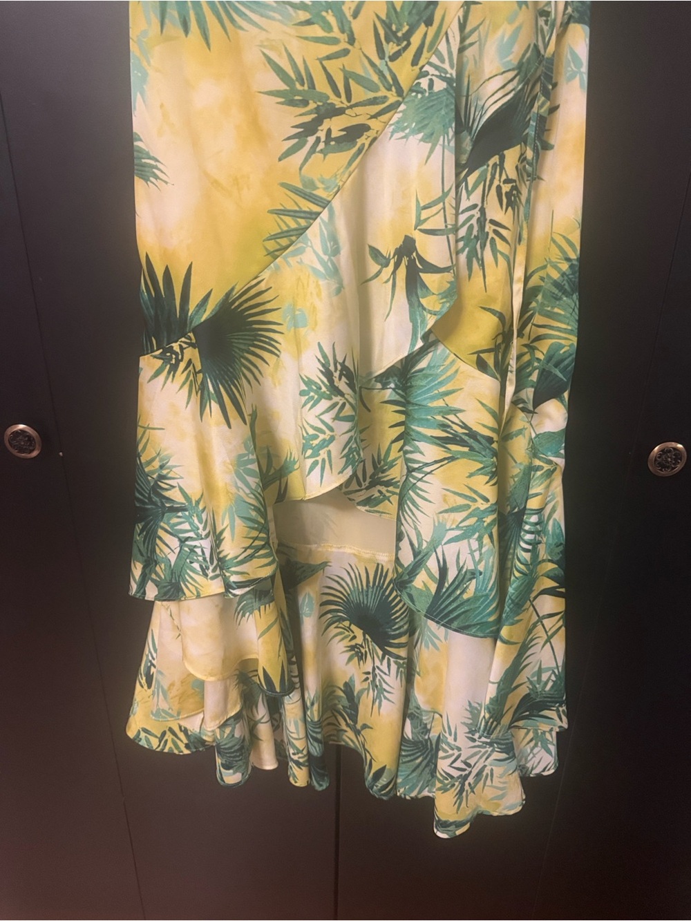 INC International Concepts Yellow Dress with Green Tropical Print - Picture 2 of 4